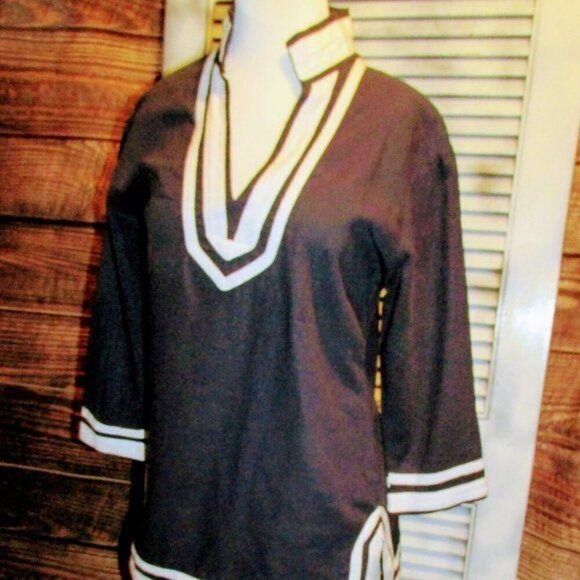 Sherry Taylor Sm Nautical Linen Blend Blouse - Picture 12 of 12